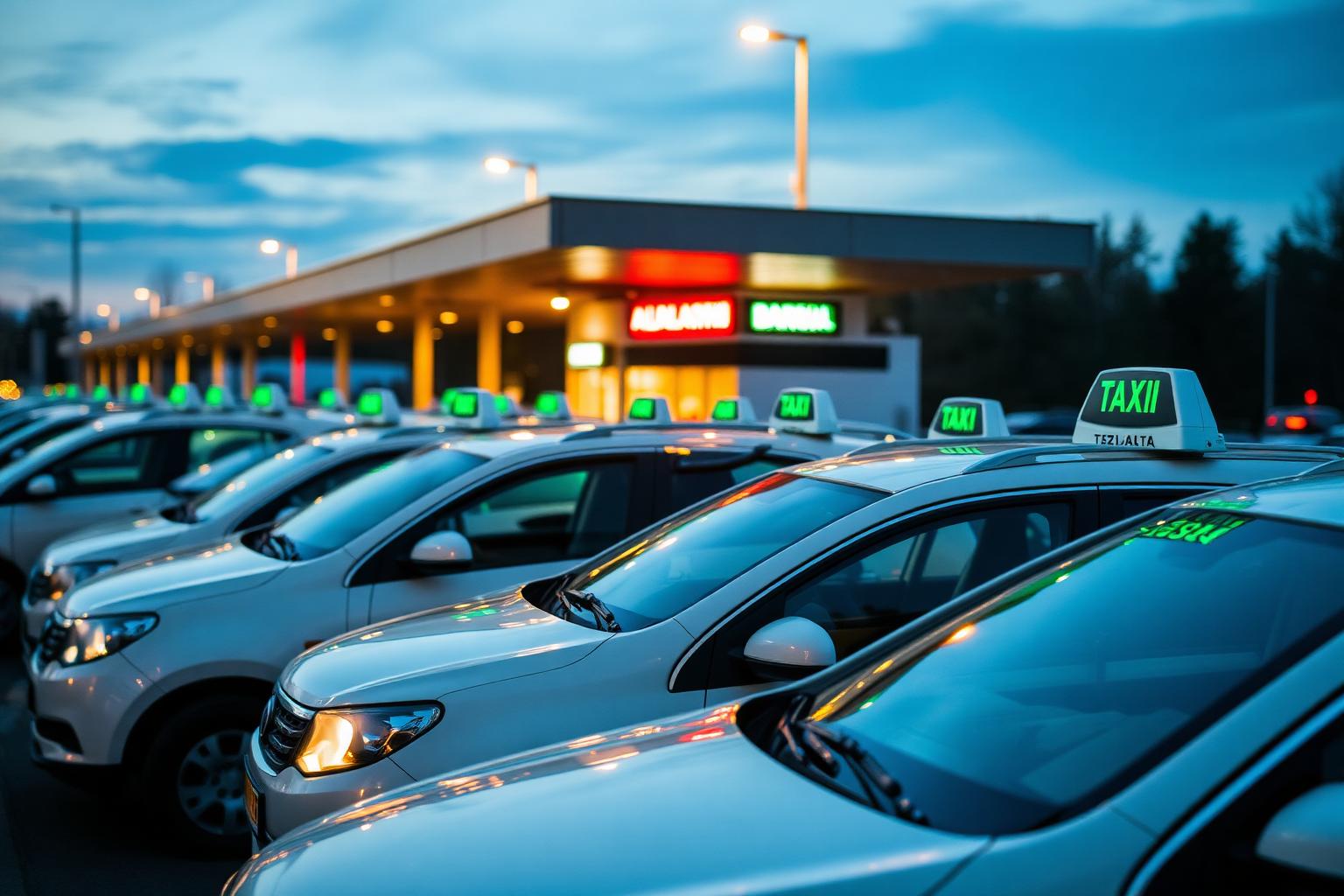 Flota Taxi Podlasie o zmroku